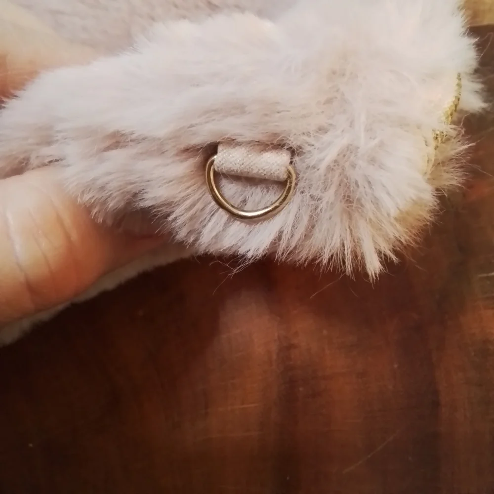 Loft Pink Plush Faux Fur Love Cosmetic Bag Gold Toned Zipper & Pull